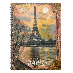 Romantic Paris Frankrike Vintage Artwork Anteckningsbok