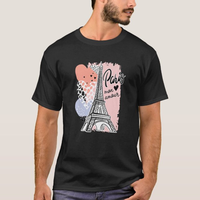 Romantic Paris Mon Kärlek Paris My Kärlek Eiffel T Shirt (Framsida)