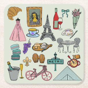 Romantic Paris Underlägg Papper Kvadrat