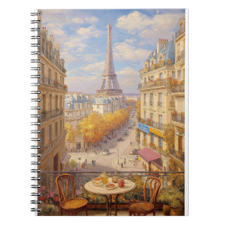 Romantic Parisian Balcony View Oil Painting Anteckningsbok