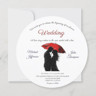 Romantic Parisian Red Umbrella Kärlek Silhouette Inbjudningar