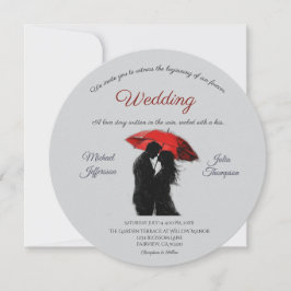 Romantic Parisian Red Umbrella Kärlek Silhouette Inbjudningar