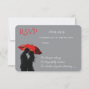 Romantic Parisian Red Umbrella Kärlek Silhouette OSA Kort
