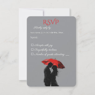 Romantic Parisian Red Umbrella Kärlek Silhouette OSA Kort