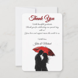 Romantic Parisian Red Umbrella Kärlek Silhouette Tack Kort