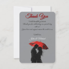 Romantic Parisian Red Umbrella Kärlek Silhouette Tack Kort