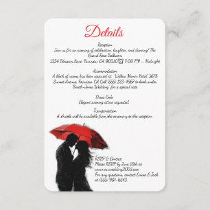 Romantic Parisian Red Umbrella Kärlek Silhouette Tilläggskort