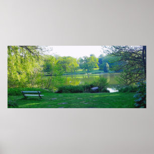 Romantic Park Bench vid Fantastisk Sjö Poster