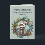 Romantic Partner in Crime & MisChief Raccoon Kort<br><div class="desc">Romantisk julpartner i Roligten Crime & MisChief Raccoon Animal</div>