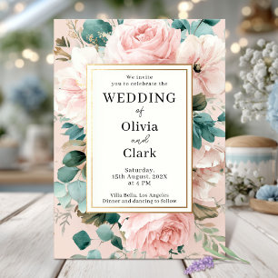 Romantic Pastel Blommigt Bröllop Inbjudningar