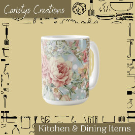 Romantic Pastel Blommigts Blues Kaffemugg