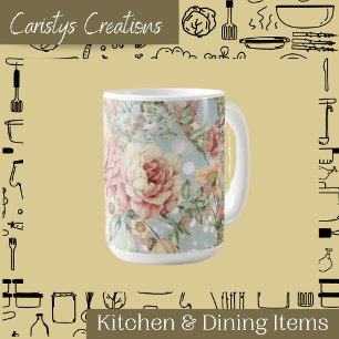 Romantic Pastel Blommigts Blues Kaffemugg