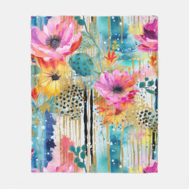 Romantic Pastel Cacti Bloom Fleecefilt