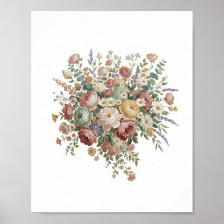 Romantic Pastel Floral Canvas Print Poster