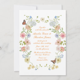 Romantic Pastel Floral Garden Wedding Invitation Inbjudningar