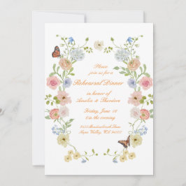 Romantic Pastel Floral Rehearsal Dinner Invite Inbjudningar