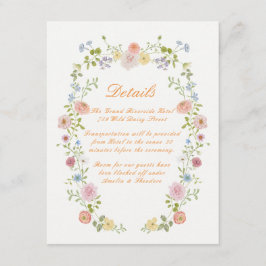 Romantic Pastel Floral Wedding Details Card Tilläggskort
