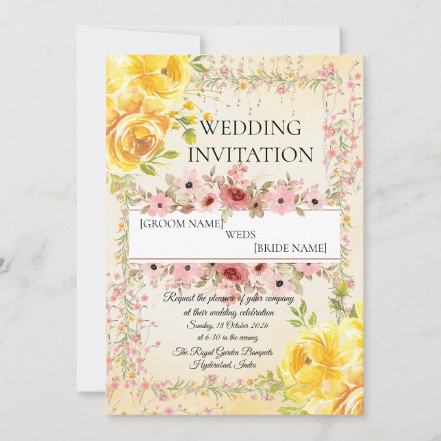 Romantic Pastel Indian Wedding Invite Inbjudningar (Framsida)