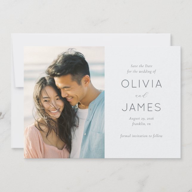 Romantic Pastel Minimalist Photo Spara Datumet (Framsida)