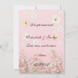 Romantic Pastel Pink and White Floral Wedding Invi Kort