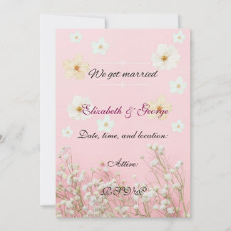 Romantic Pastel Pink and White Floral Wedding Invi Kort