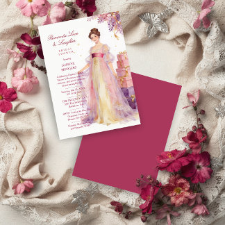Romantic Pastel Regency Lady Floral Wisteria Inbjudningar