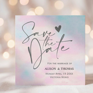 Romantic Pastel Save The Dates – Soft Pink & Blue