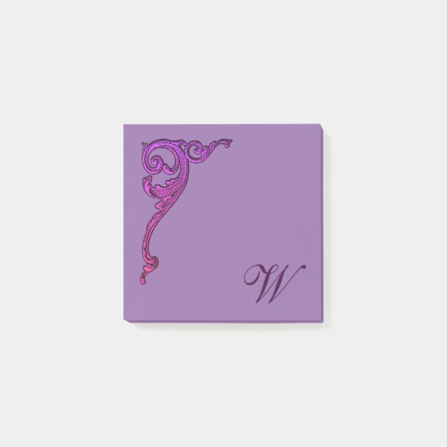Romantic Pastel Steampunk Goth Monogrammed Post-it Block (Framsida)