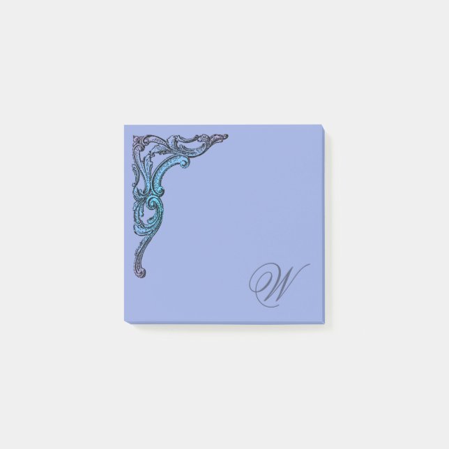 Romantic Pastel Steampunk Goth Monogrammed Post-it Block (Framsida)