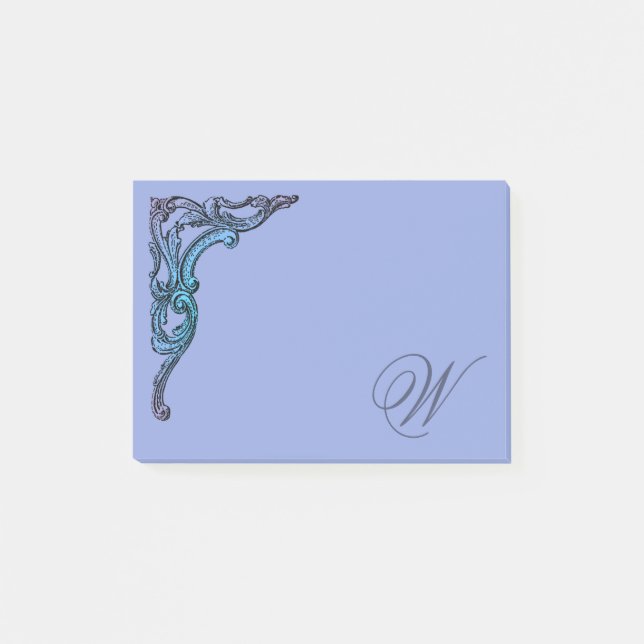Romantic Pastel Steampunk Goth Monogrammed Post-it Block (Framsida)