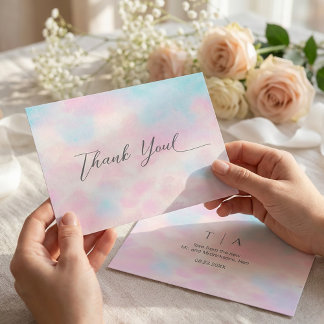 Romantic Pastel Thank You Card – Soft Pink & Blue Tack Kort