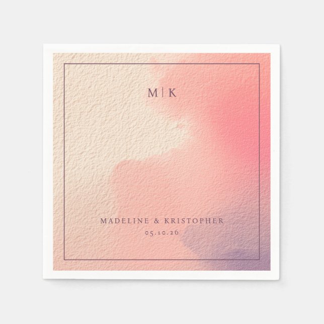 Romantic Pastel Watercolor Gradient Pappersservett (Framsidan)
