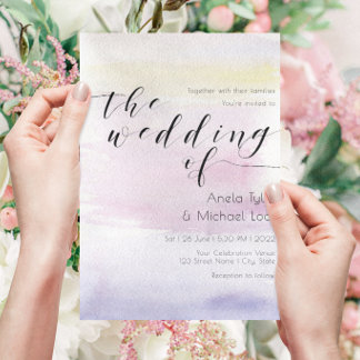 ©Romantic Pastel Watercolor Typography Wedding ll Inbjudningar