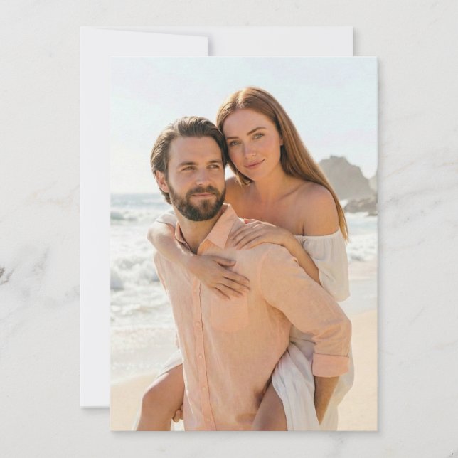 Romantic Peach Beach Photo Inbjudningar (Framsida)