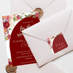 Romantic Peach Floral Red Arch Wedding Thank you Fyrkantigt Klistermärke<br><div class="desc">Romantic Peach Floral Red Arch Wedding Thank you Square Sticker . Add a romantic and elegant finishing touch to your wedding favors, envelopes, or gift bags with this personalized square sticker featuring a bold red arch design adorned with soft peach watercolor florals. The heartfelt thank you message is customizable with...</div>