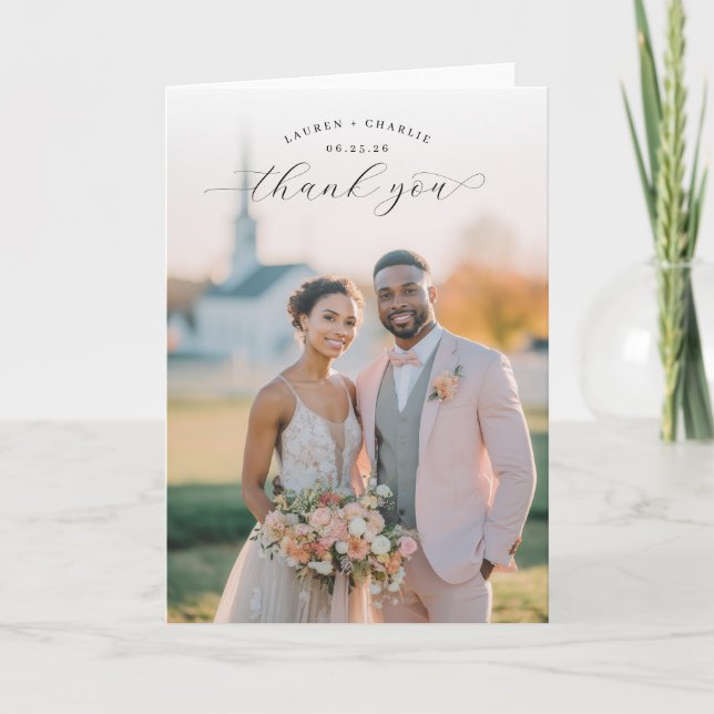 Romantic Peach Photo Tack Kort (Framsida)