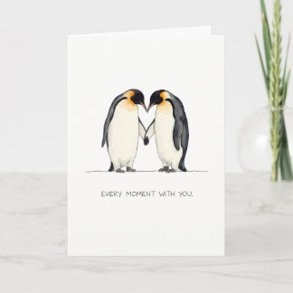 Romantic Penguin Couple Greeting Card Kort