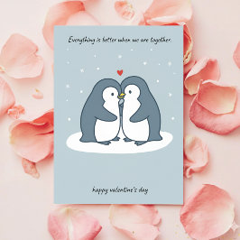 Romantic Penguin Pair Valentine Card for Couples Julkort