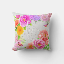 Romantic Peonies Garden Best Mamma Grått Kudde