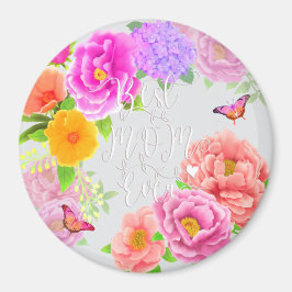 Romantic Peonies Garden Blue Best Mamma Magnet