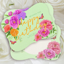 Romantic Peonies Garden Grönt Birthday