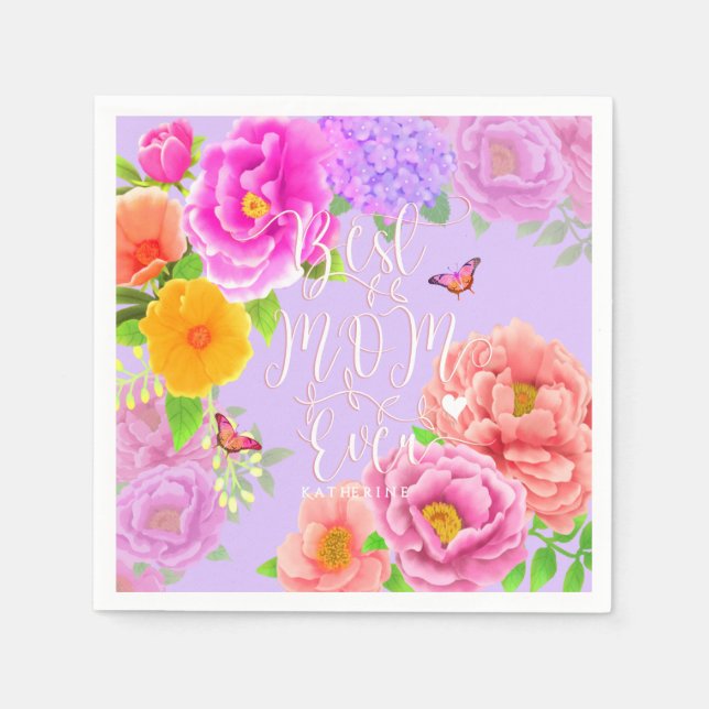 Romantic Peonies Garden Lila Best Mamma Pappersservett (Framsidan)