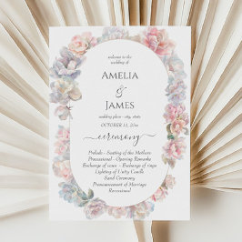 Romantic Peony Blommigt Bröllop Ceremony-program Inbjudningar