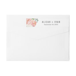 Romantic Peony Flowers Bröllop Wrap Around Label Etikettband