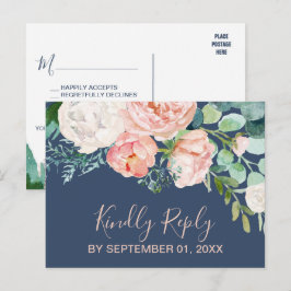 Romantic Peony Flowers | OSA av begäran om blå Sån Inbjudan Vykort