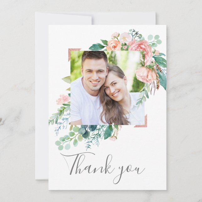 Romantic Peony Flowers Photo Tack Kort (Framsida)