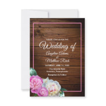 Romantic Peony Flowers Wooden Formal Bröllop