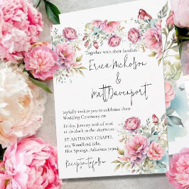 Romantic Peony Wedding Invitation Inbjudningar