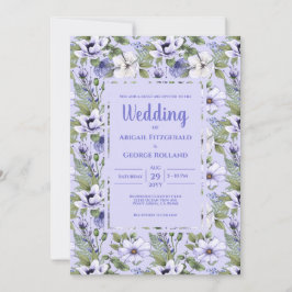 Romantic Periwinkle Blommigt Lavender Bröllop Inbjudningar