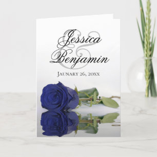 Romantic Photo Bröllop Eleganten Navy Blue Ro Inbjudan